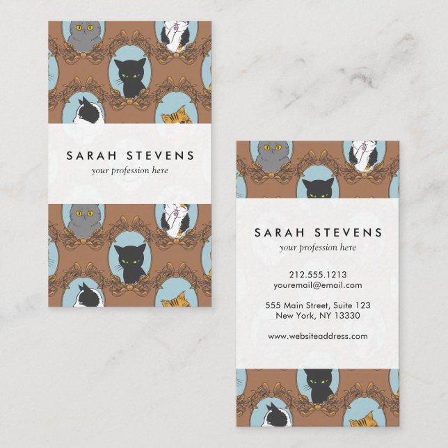Cute Cats Pattern Business Card (Front/Back)