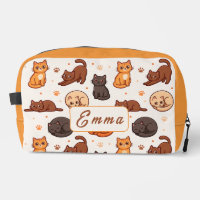 Cute Cats Pattern Custom Monogram Name Kids
