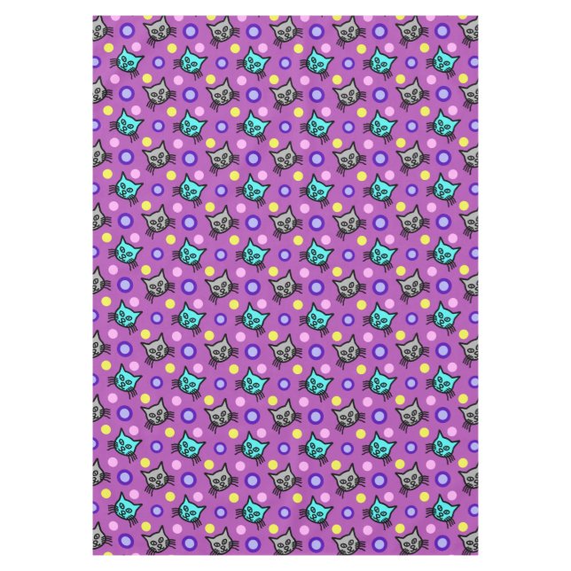 Cute Cats Pattern in Violet Medium Tablecloth (Front)