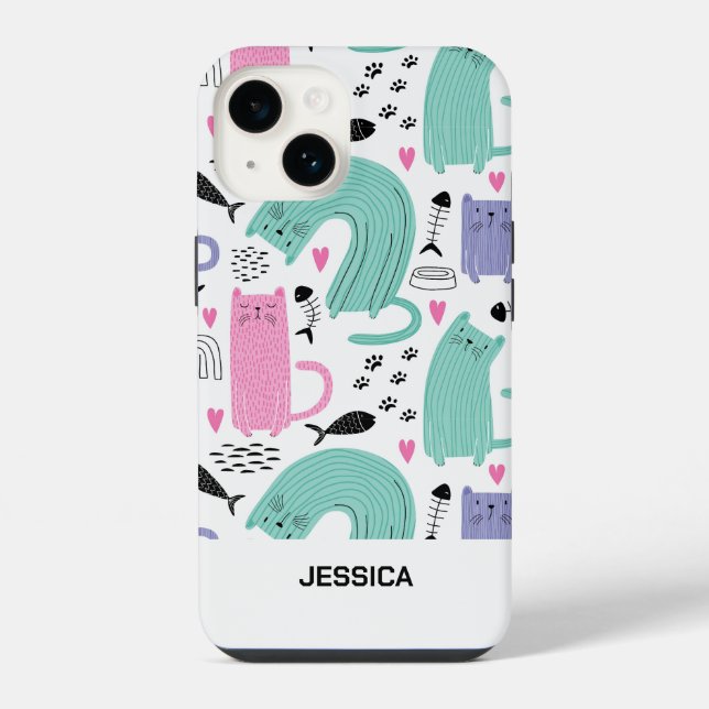 Cute Cats Pattern iPhone Case (Back)