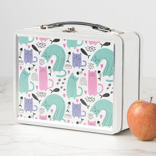 Cute Cats Pattern Metal Lunch Box (In Situ)