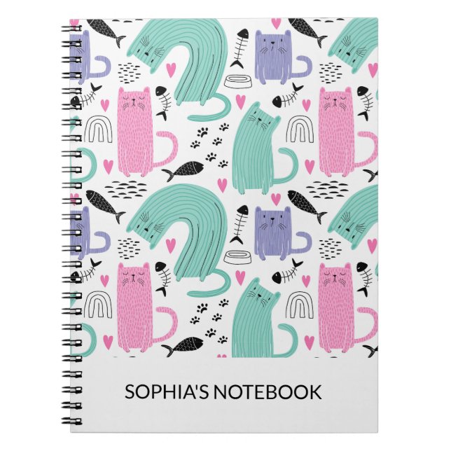Cute Cats Pattern Notebook (Front)
