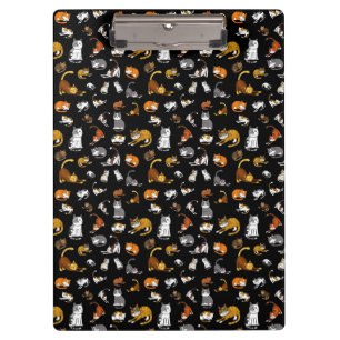 Cute Cats Pattern on Black Cat Lover Gift Clipboard