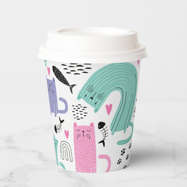 Cute Cats Pattern Paper Cups (Front)