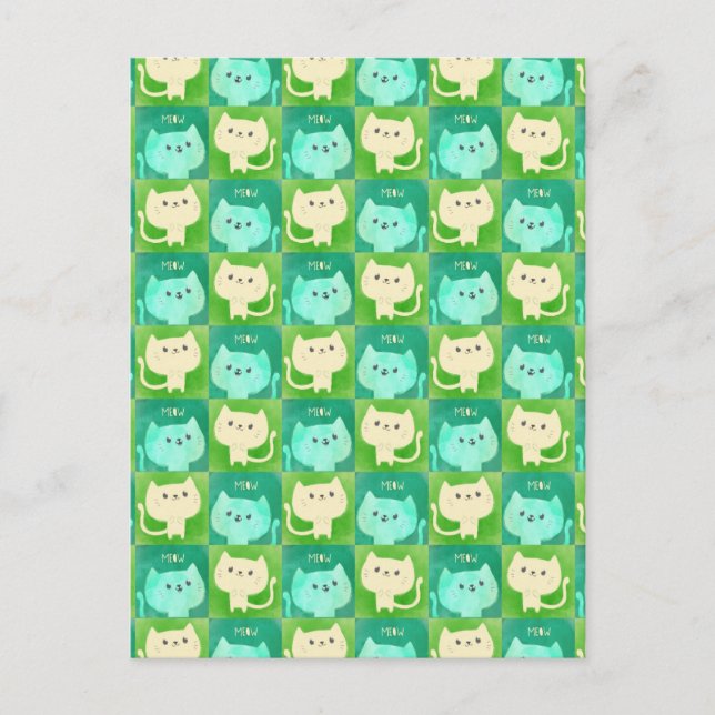 Cute Cats Pattern Postcard (Front)