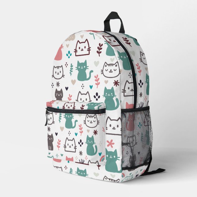 Cute Cats Pattern Printed Backpack (Back Corner Right)