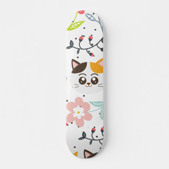 Cute Cats Pattern Skateboard (Front)