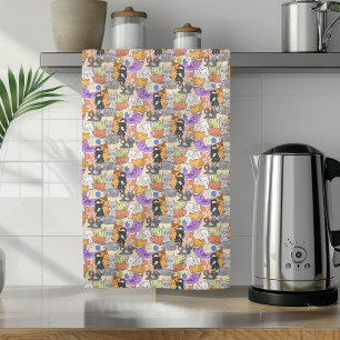 Cute cats pattern tea towel