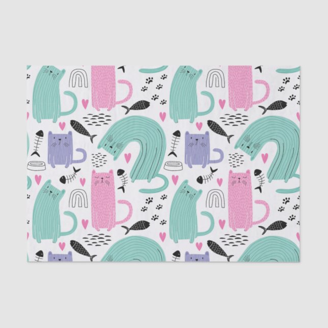 Cute Cats Pattern Tissue Paper (Front)