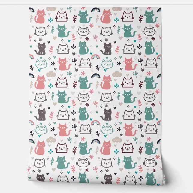 Cute Cats Pattern Wallpaper (Unrolling)