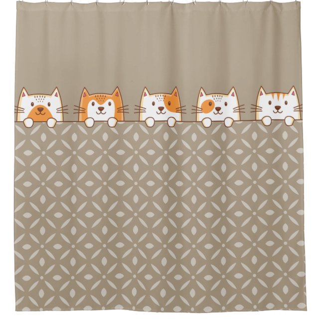 Cute Cats Peeping Shower Curtain (Front)