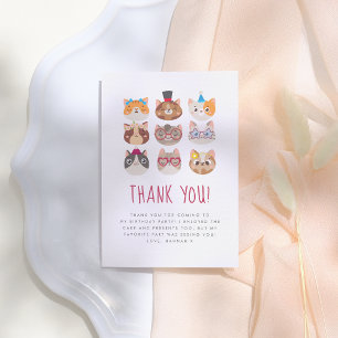 Cute Cats Purr-fect Birthday Party Thank You Card