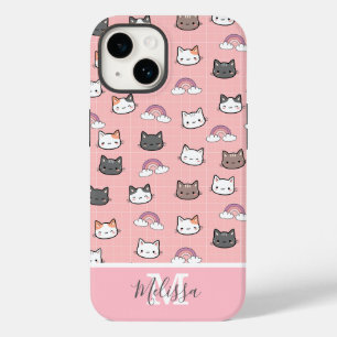 Cute Cats & Rainbow Monogram  Case-Mate iPhone 14 Case
