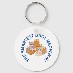 Cute Cats Reading Books Bestie Core Matching Keych Key Ring