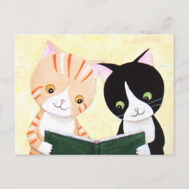 Cute Cats Reading Books Post Card (Front)