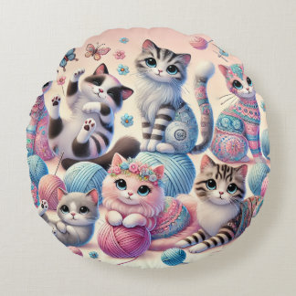 Cute Cats Round Cushion