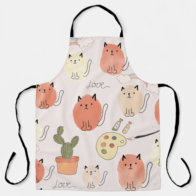 Cute cats seamless pattern apron (Front)