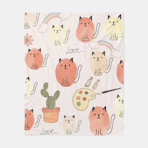 Cute cats seamless pattern fleece blanket