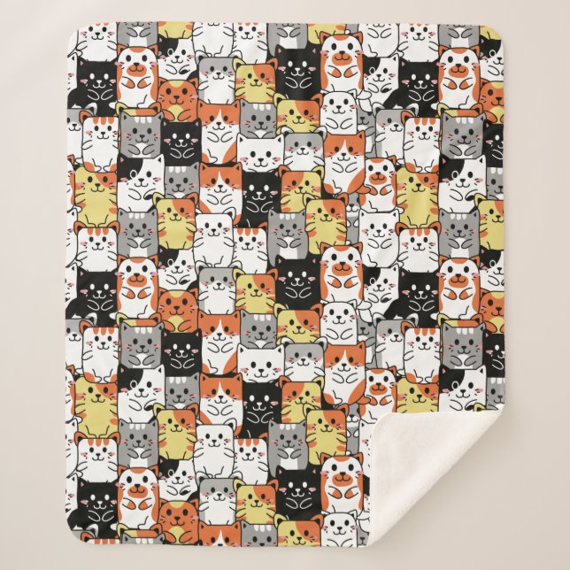 Cute Cats Sherpa Blanket (Front)