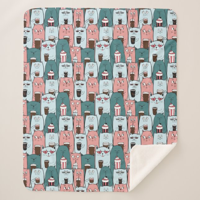 Cute Cats Sherpa Blanket (Front)