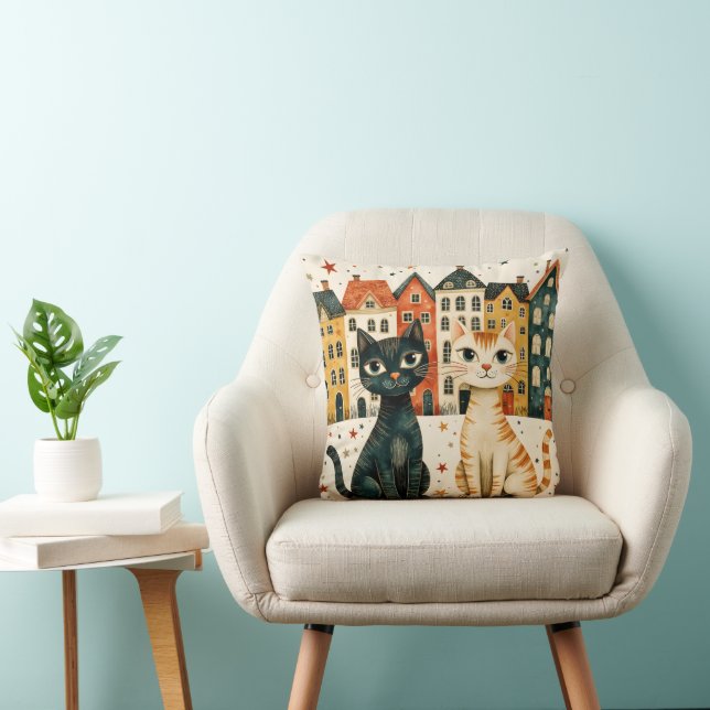 Cute Cats Throw Pillow (Chair)