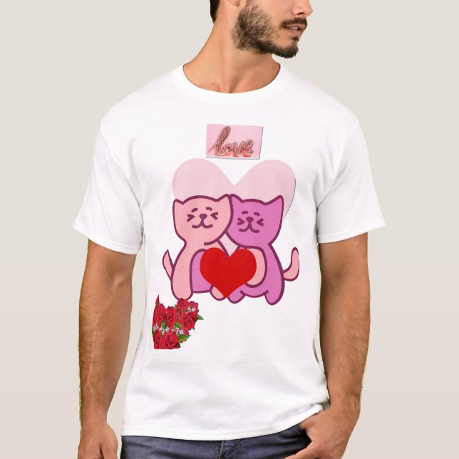 Cute Cats Valentine Love T-Shirt (Front)