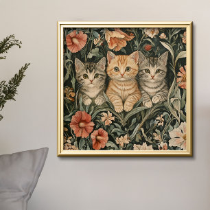 Cute Cats Vintage Kittens William Morris Style Photo Print