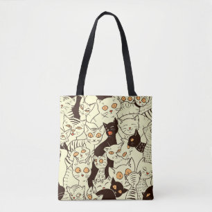 Cute Cats Vintage Wallpaper Pattern Tote Bag