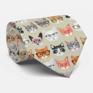 Cute Cats Wearing Glasses Pattern Tie