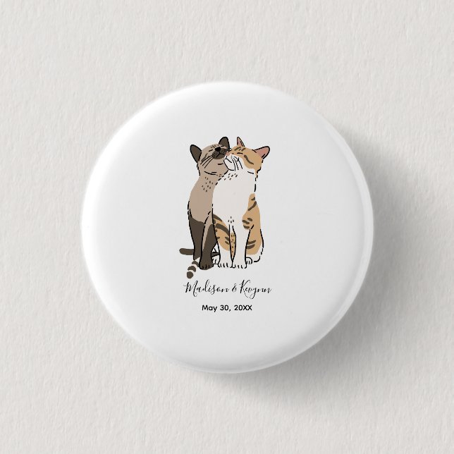 Cute Cats Wedding 3 Cm Round Badge (Front)