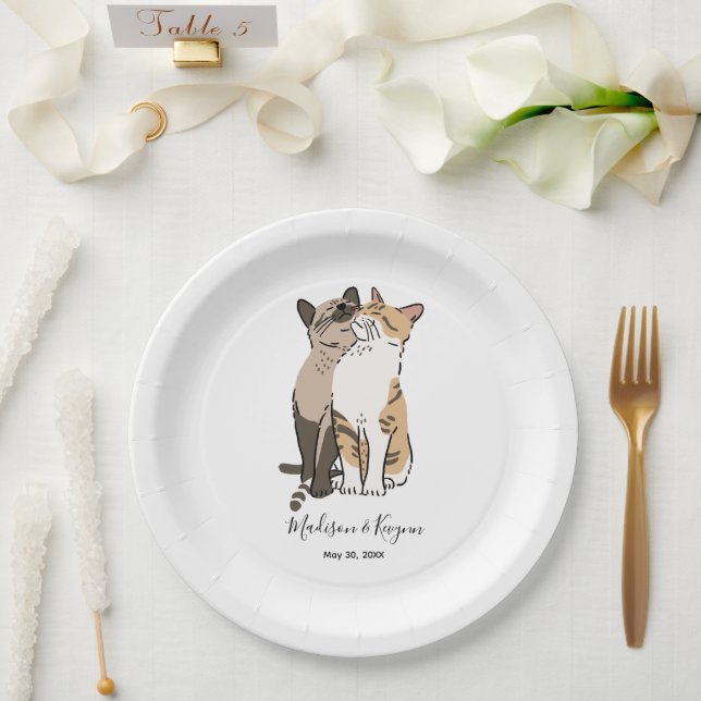 Cute Cats Wedding Paper Plate (Wedding)