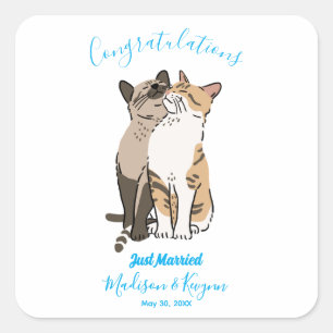 Cute Cats Wedding Square Sticker