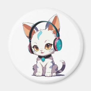 Cute Cats with Headphones Charm Magnet
