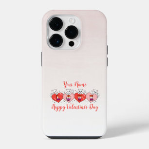 Cute Cats With Hearts, Lesbian Flag Colours iPhone 14 Pro Case