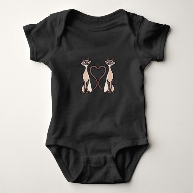 Cute Cats With Lovely Heart Baby Bodysuit (Front)