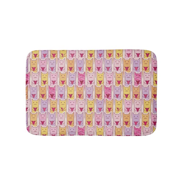 Cute Cats with Loving Hearts Bath Mat (Front)