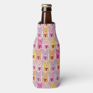 Cute Cats with Loving Hearts Bottle Cooler