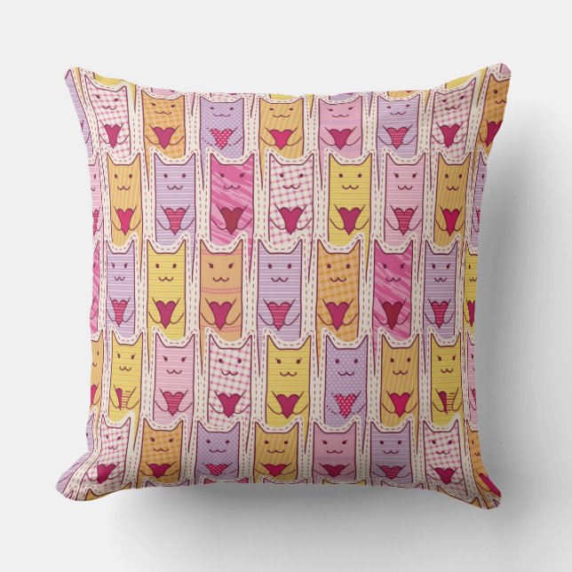 Cute Cats with Loving Hearts Cushion (Front)