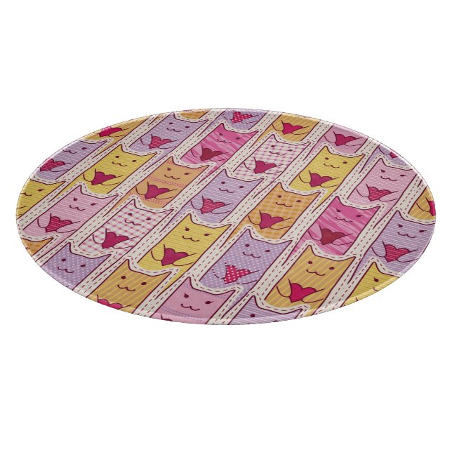 Cute Cats with Loving Hearts Cutting Board (Corner)