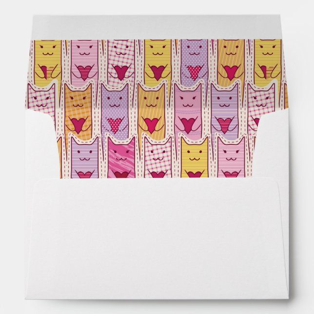 Cute Cats with Loving Hearts Envelopes (Back (Bottom))