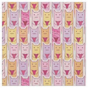 Cute Cats with Loving Hearts Fabric