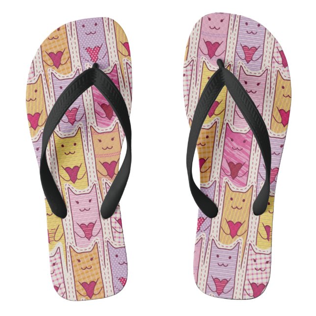 Cute Cats with Loving Hearts Jandals (Footbed)