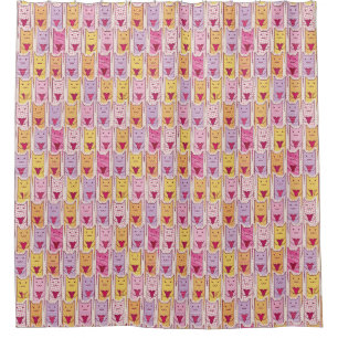 Cute Cats with Loving Hearts Shower Curtain