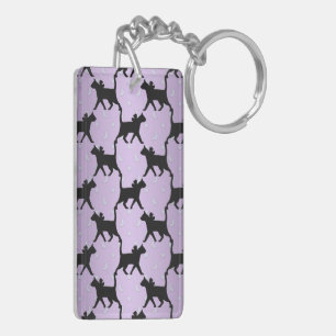 Cute Cats with Moons and Stars Pattern Key Ring
