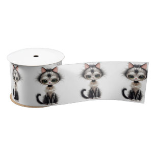 Cute Cats With Pearl Necklaces Satin Ribbon