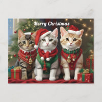 Cute Cats with Santa Hats Whimsical