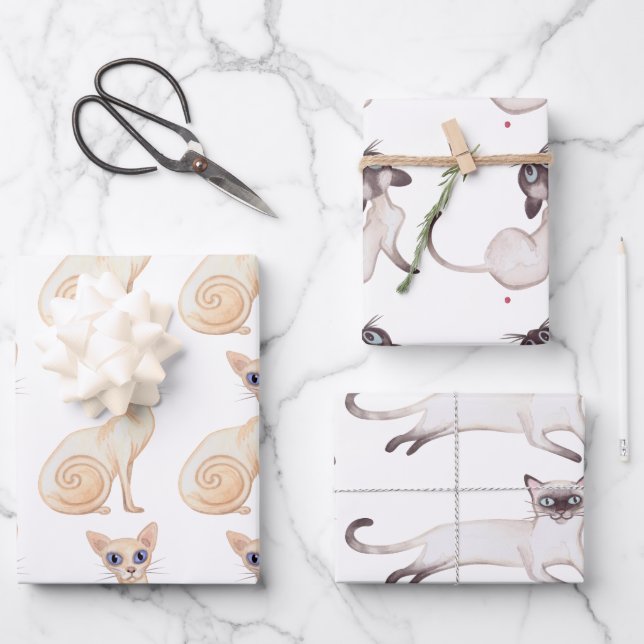 Cute Cats Wrapping Paper Sheet (Front)