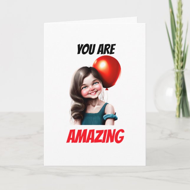 Cute caucasian girl you are amazing bff besties holiday card (Front)