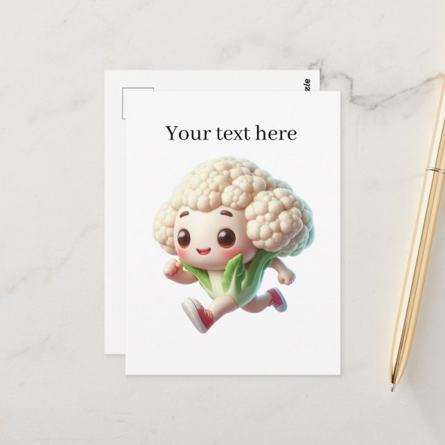 Cute Cauliflower lovers customisable  Postcard (Front/Back In Situ)