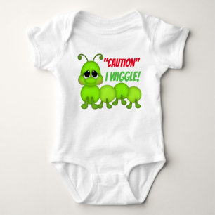 Cute caution I wiggle baby unisex worm Baby Bodysuit